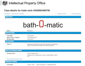 Iptica Bathomatic Patent Register